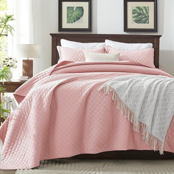SunStyle Home Quilt Full|Queen Bedding | 3 Piece Set | Pink - Picture 4 of 4